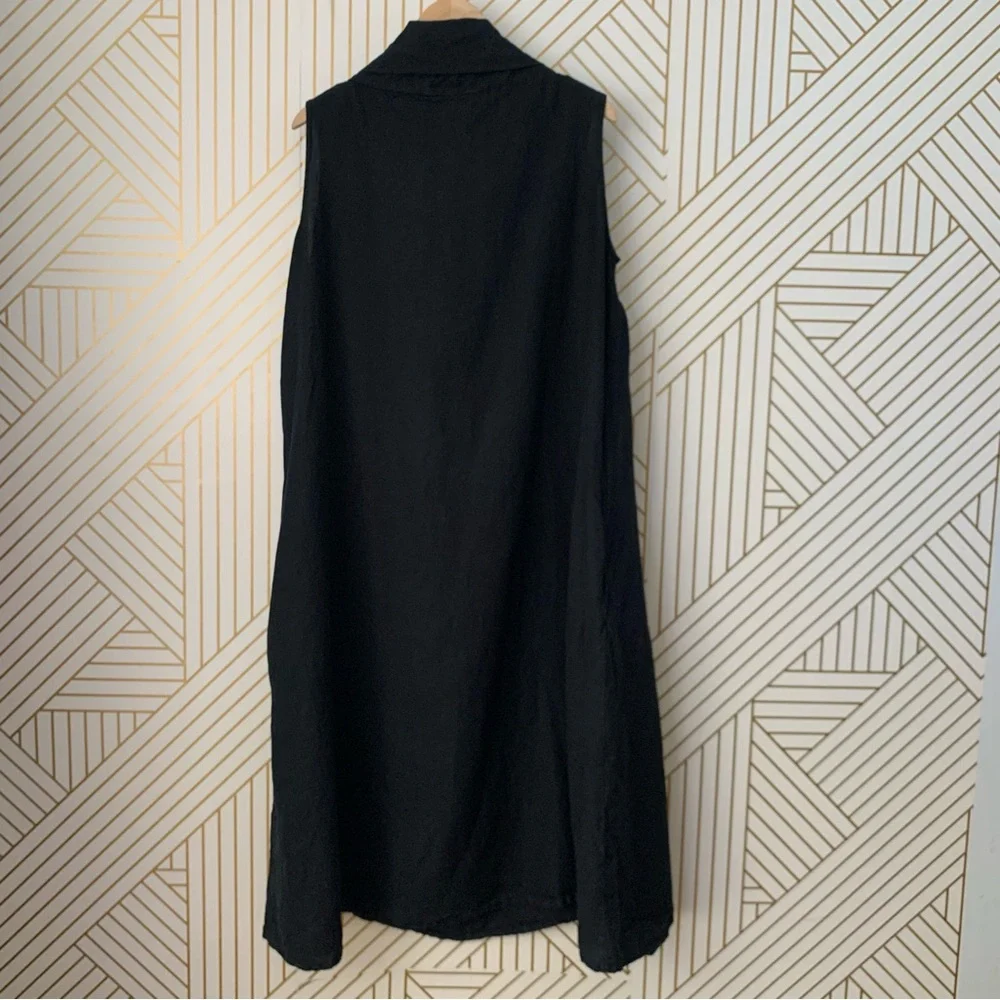 Bryn Walker Henrietta 100% Linen Cowl Neck Lagenlook Sleeveless Dress Pockets M - Picture 9 of 12